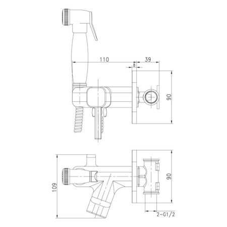 LEMARK Solo LM7165B bidetor, single -leaf, without spout, watering can, gold-1