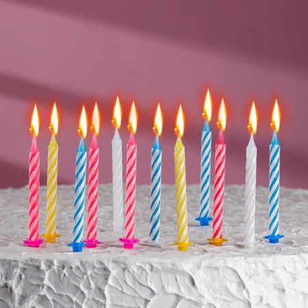 Candles in the cake "Spiral", 6.5x0.5cm, 12 pcs-4