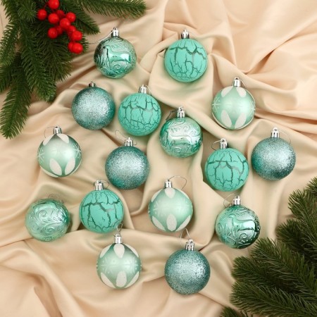 Set of balls plastic D-6 cm, 16 pcs "Melody" Pattern Cod, Green