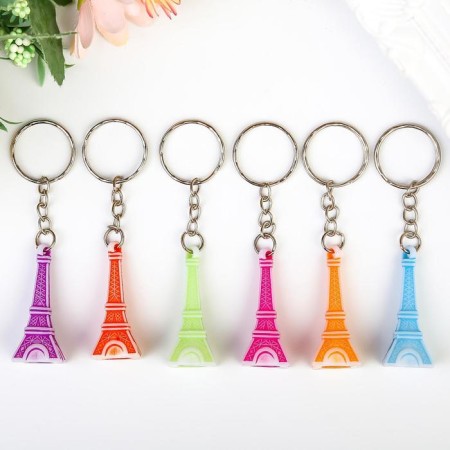 Plastic keychain "Eiffel Tower Color" mix 4x1.6x1.6 cm-2