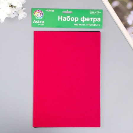A set of soft felt "Astra" (4 pcs) Assorted, 1 mm, 170 gr. 20x30 cm-2