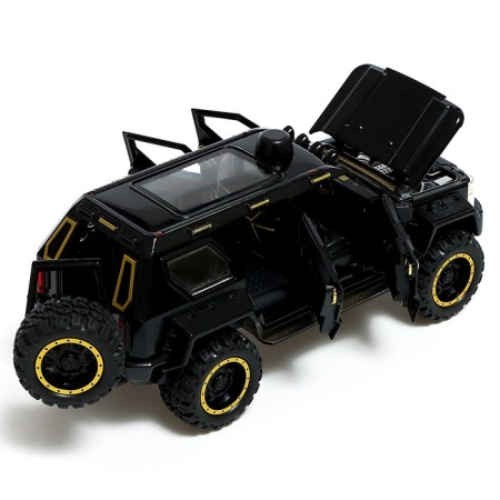 Metal jeep, 1:24, Doors, hood, trunk, inertia, black color open-4