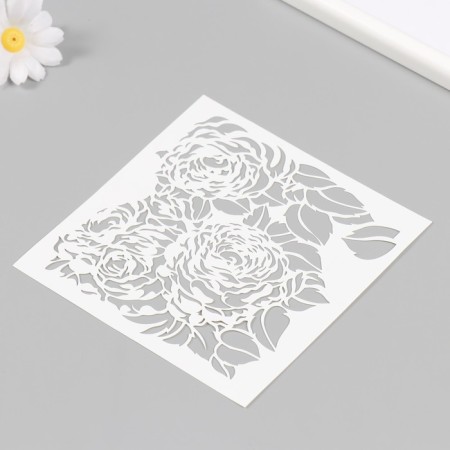 Plastic stencil "Flowers" 15x15 cm-1