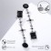 Hanging earrings with rhinestones "constellation" with geometry, black color in silver, 5.5 cm