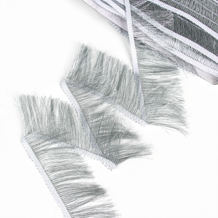Braid with fringe, color silver width 6 cm, 25 m-1