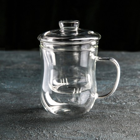 Glass mug for brewing with sieve "Sophie", 350 ml