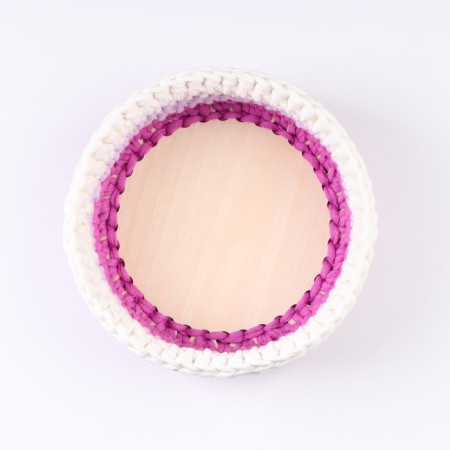 Set of knitted baskets, 3 pcs, knitted yarn, pink-6