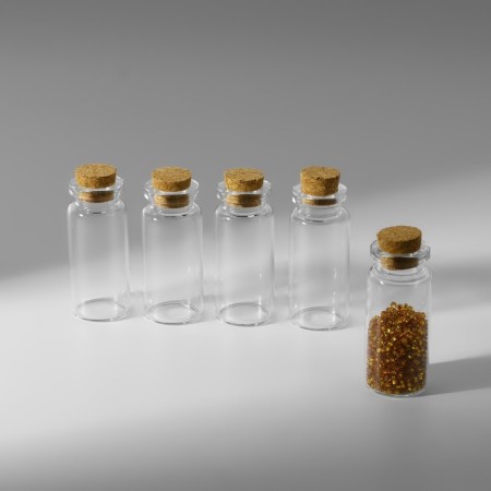 A set of jars for storing beads, d = 2.1 × 5 cm, 5 pcs, in a container, 12.8 × 6.5 × 2.5 cm-3
