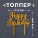 Topper "Happy Birthday", Golden Color