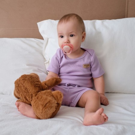 Kit for children (body, shorts) minku, lilac color, height 62-68 cm-1