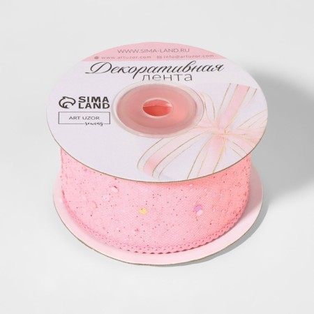 The tape is decorative, with glitter, 38 mm, 9 ± 0.5 m, pink color-1