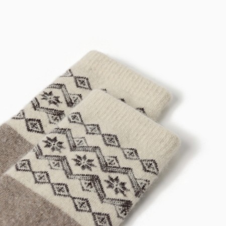 New Year. Women's golfs from Mongolian wool, beige-gray color with a pattern, river 36-42-1