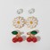 Pusets 3 pairs "Flower and cherry", colored in gold