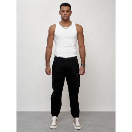 Cargo jeans male, size 52, black color-4