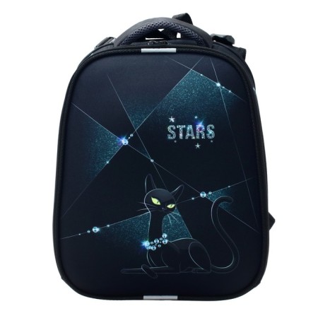 School backpack 38 x 30 x 16 cm, ergonomic back, stavia "black cat", black-4