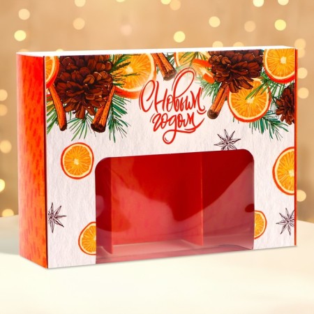 New Year. Confectionery packaging for 3 eclairs "Happiness", 20 x 15 x 6 cm-1