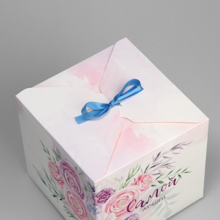 Gift folding box, packaging, “the best”, 18 x 18 x 18 cm-3