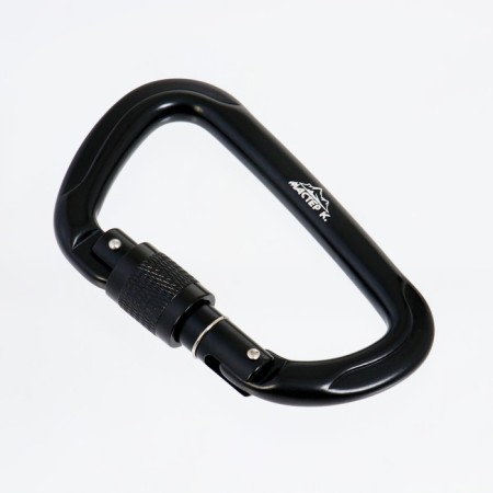 Carabiner with a clutch, 11x7 cm, 26 kn, black