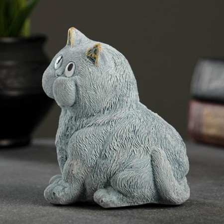 Figure "Cat sits" gray-blue, 10x9x11cm-5