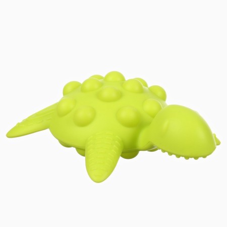 Silicone teether for teeth with a rattle of "turtle", green color, crumb I-2