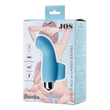 Vibronstat on the finger of Jos Danko for the point G, silicone, blue, 9.5 cm-4