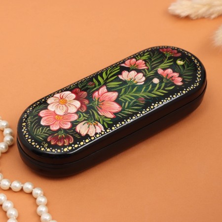 Flowers, black, black, 17x7 cm