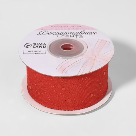The tape is decorative, with glitter, 38 mm, 9 ± 0.5 m, red color-1