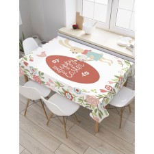 The tablecloth “Easter bunny-artist”, rectangular, Saten, size 145x180 cm