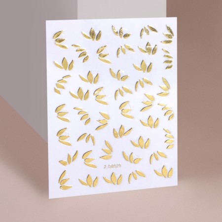Nail stickers "petals", golden color