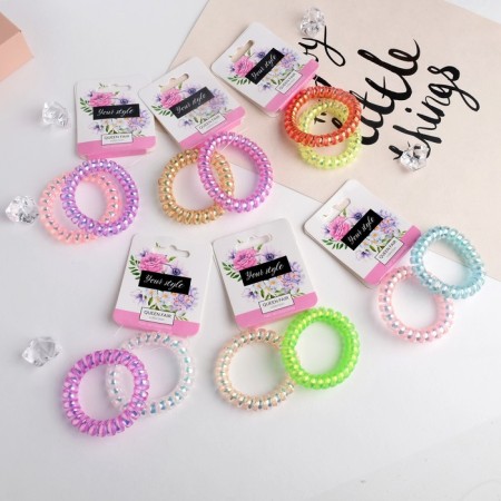 Hair elastic band "Spring" (set 2 pcs) transparent overflows, 5.5 cm, mix-1