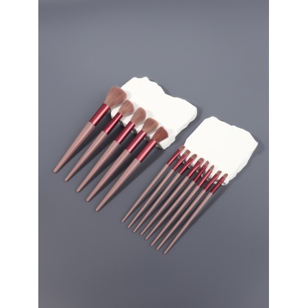 Makeup brushes, set - 13 pcs, 10 - 22 (± 1) cm, lilac color