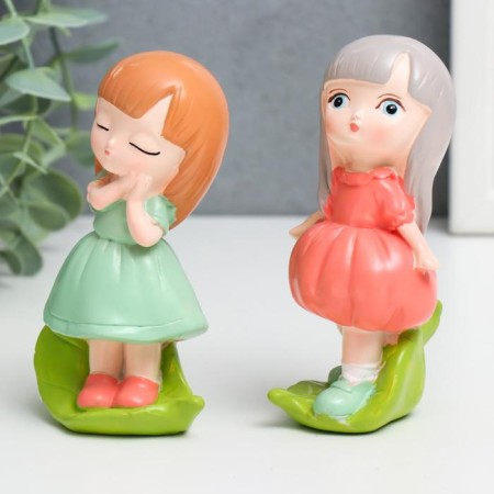 Souvenir Polystone "Girl on a leaf" set 2 pcs 10x4x6 cm-3