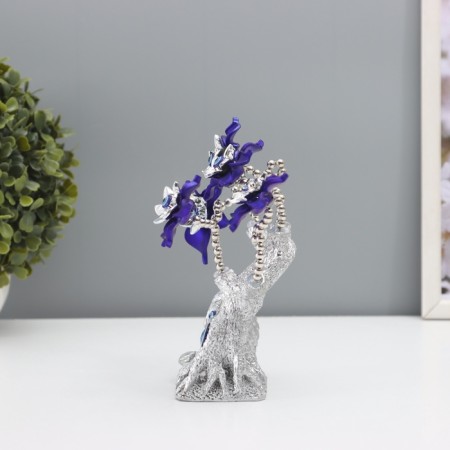 Souvenir from the evil eye "Blooming wood. Eggy with a gold settlement" silver, blue 16x5.5x18.5 cm-3