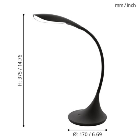 Dambera table lamp 1x4.5W LED Black 37.5cm-1