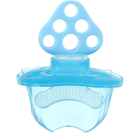 Silicone teether "for the front teeth", blue, with a cap of crumb I