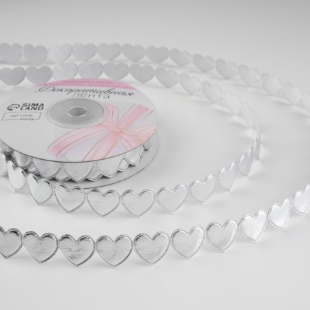 Figure tape "Hearts", 16 mm, 9 ± 0.5 m, silver color