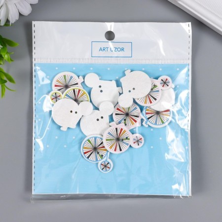 Set of buttons of decorative+ decor tree "Bicycles and mopeds" (set 12 pcs) 2x3 cm-4