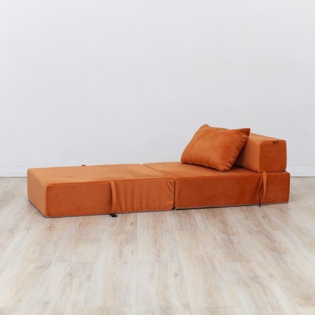Handwheel chair-bed "Essen", velor fabric, orange color-3