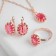 Set 3 objects: earrings, pendant, dimensionless “Edel” oval, bright pink color in gold, 45 cm