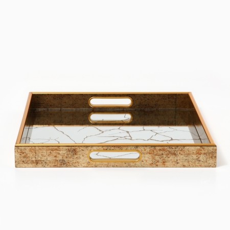 Plastic rectangular tray with the mirror "Patterns", 37 x 37 x 4.5 cm Soldier-2