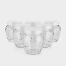 A set of glass cans with a silver polymer lid, TO-82 mm, 550 ml, 6 pcs.