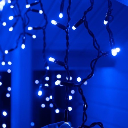 Garland "fringe" 3 x 0.6 m, IP65, UMS, dark rubber thread, 160 LED, blue glow, 220 V-2