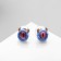 Earms with enamel "Monster" with horns, color pink blue