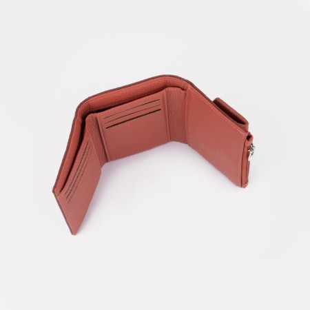 Women's wallet on a magnet, coral color-3
