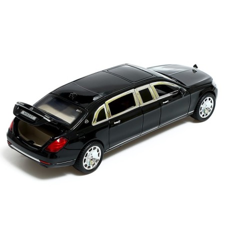 Metal machine "Limousine", 1:24, doors, hood, trunk, black color open-3