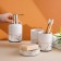 A set of accessories for the bathroom "Aphrodite", 4 items (meter 380 ml, soap dish, 2 glasses), white color