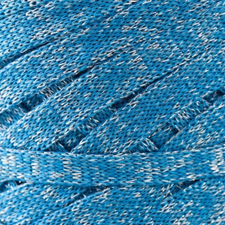 Knitted yarn "Ribbon" with Lurex 85m/170 ± 5 g (blue, lurex: silver)-2