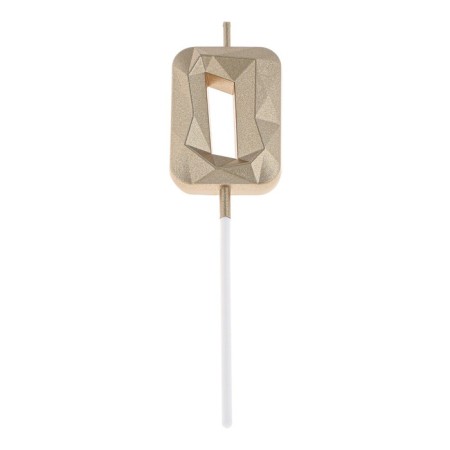 Candle in the cake on the skewer "Almaz", the number "0", champagne, 4.8x2.6 cm-5