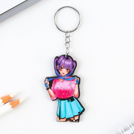 Key keychain wooden anime "skirt"-1