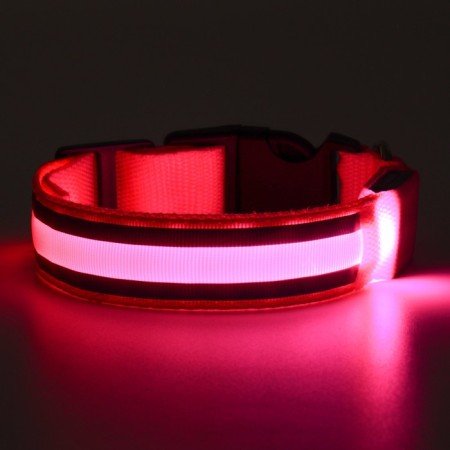 Collar with backlight double strip size S, Osh 35-43 x 2.5 cm 3 glow mode pink-8